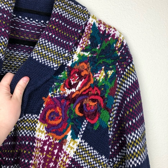 VTG Women's Large Floral Plaid Embroidered Cardiga - Picture 10 of 15